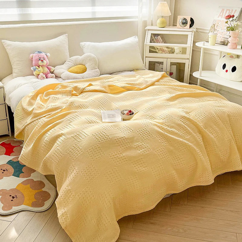 Battilo Cotton Throw Blanket Soft Breathable Waffle Blanket for Twin Queen King Bed Decorative Plaid Sofa Blankets Summer Throws