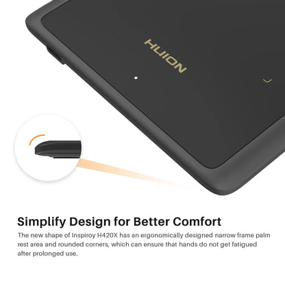 Graphics Tablet HUION H420X Digital Drawing Tablet Graphic Tablet for Painting with Battery-Free Pen PW100 8192 L