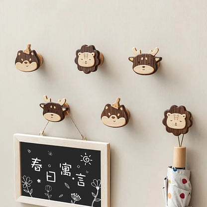 1pcs Animal Wooden Hooks Cute Room Decor Hook Wall Keychain Coat Hook Home Door Wood Hook Hanger Kitchen Accessories Gadget