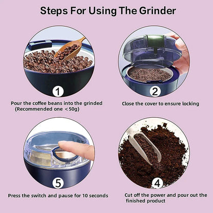 Coffee Bean Grinder Baby Food Maker Electric Kitchen Cereal Chopper New Gift 8 Blade Coffee Grinder Portable Washable Blender