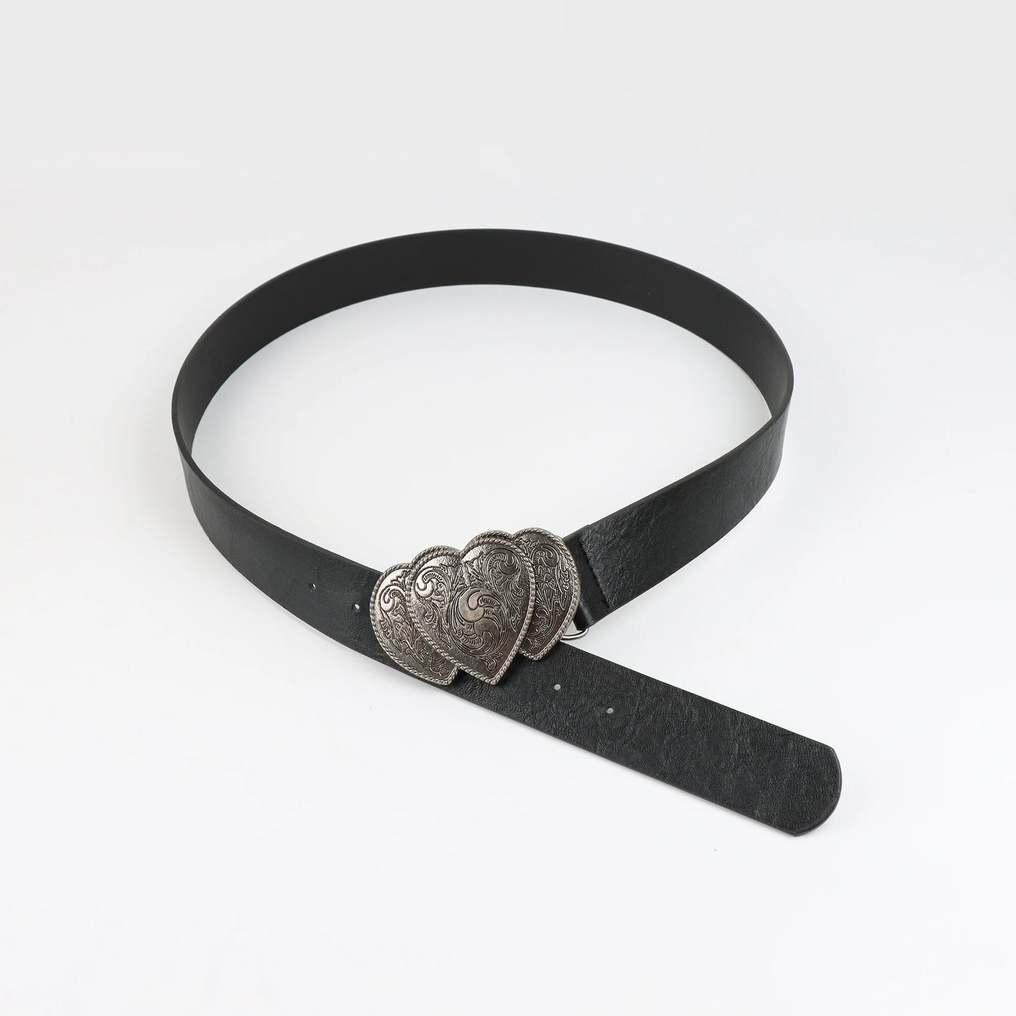 Vintage Heart Leather Belt Love Buckle Retro Embossed Belt Men's Pattern Belt Ethnic Belt Western Jeans Belt Goth