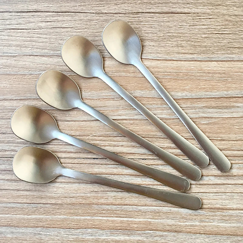 Stainless Steel Coffee Spoon Tableware Household Seasoning Spoon Creative Short Round Dessert Spoon Mixing Spoon