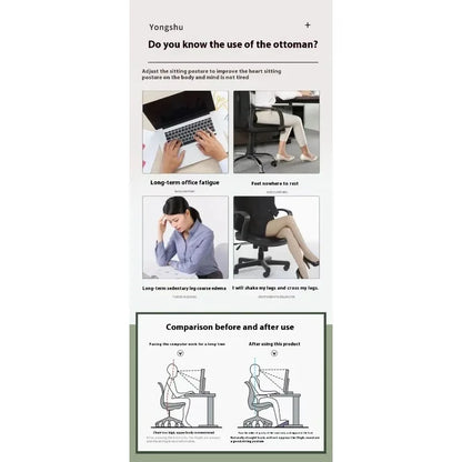 Office foot pedals, placed under the desk, can swing 180 degrees to activate the feet and relieve leg stiffness