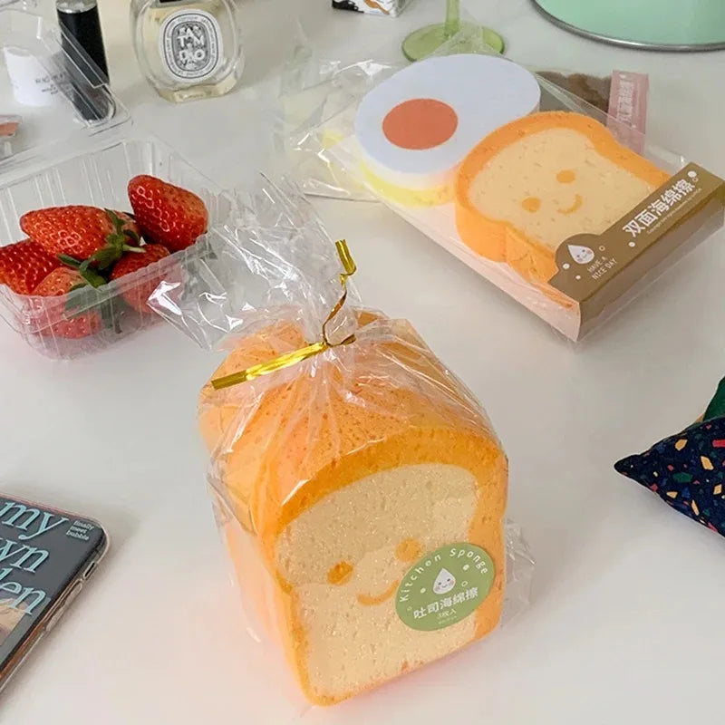 Cute Magic Sponge Kitchen Cleaning Tools Gadgets Dishwashing Sponges Egg Toast  Kawaii Items  Bathroom Dishwasher