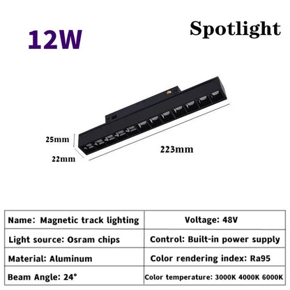 Magnetic Track Light Grille Flood Lamp Modern Embedded Flexible Linear Fixture LED Spotlight DC48V Ceiling Indoor Living