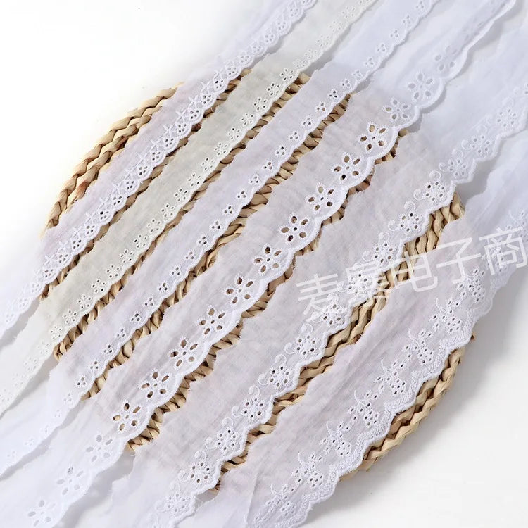 Beige White Floral Embroidery Cotton Lace Ribbon DIY Apparel Sewing & Fabric Handmade Crafts Material Lace Tape