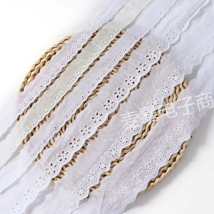 Beige White Floral Embroidery Cotton Lace Ribbon DIY Apparel Sewing & Fabric Handmade Crafts Material Lace Tape