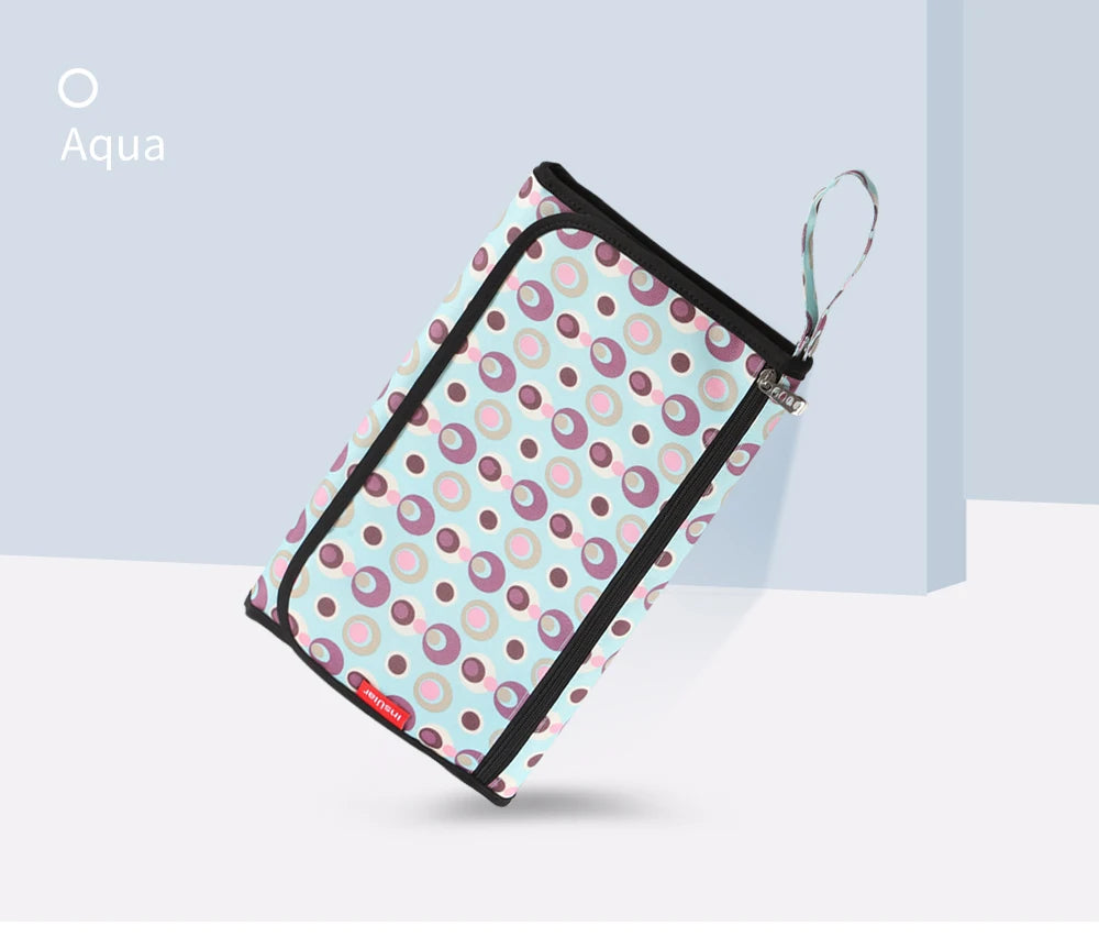 Portable Baby Changing Mat Infant Multifunction Diaper Changing Pad Newborn 2 IN 1 Waterproof Changing Pad Cover Storage Bag