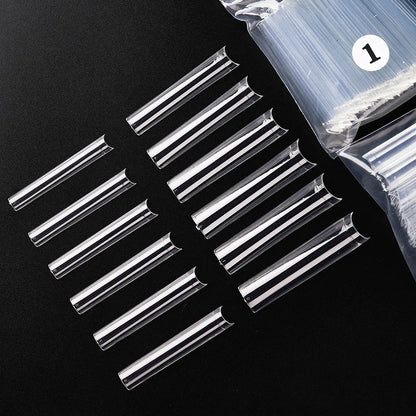 504Pcs Press On Nails 3XL Square Straight Extra Long False Nails Clear Natural Full Cover Acrylic Fake Nail Tips Manicure Tools