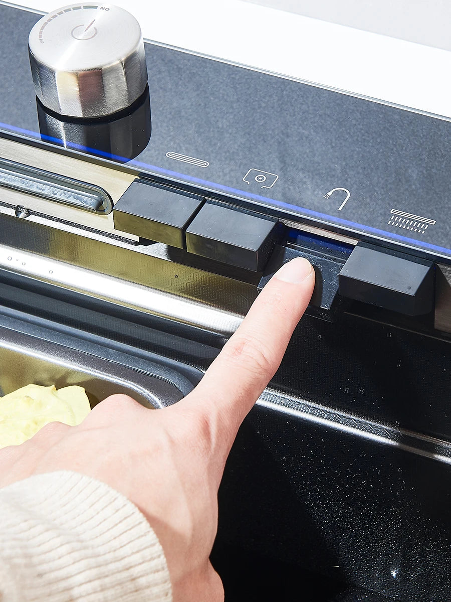 304 Stainless Steel Waterfall Kitchen Sink Large Single Slot Integrated Digital Display Faucet Set Soap Dispenser Cup Washer