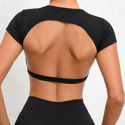 New Sports Shirts Breathable Workout Sportswear Fitness Backless Yoga Clothing Chest Pads Sport Crop Tops Gym Top Women