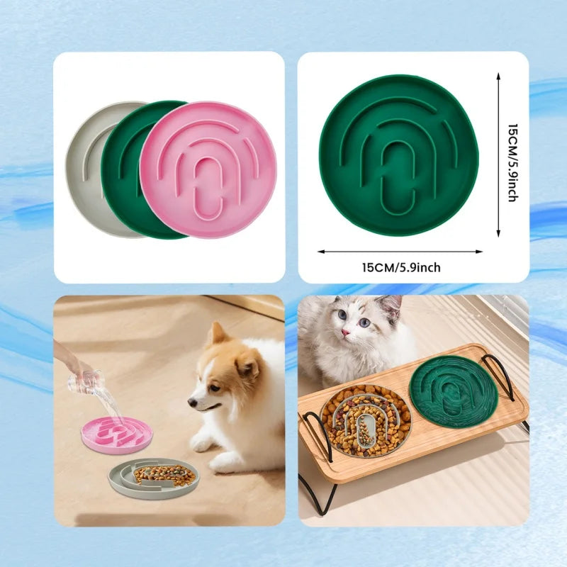 Pet Slow Feeder Bowl Cat Dog Silicone Non slip Slower Food Feeding Dishes Durable Pet Bowl for Large Medium Small Dogs Puppy