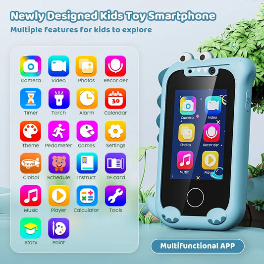 Kids Phone Gifts Toys for 3-12 Year Olds Toy Phone with Dual Camera MP3 Music Player Game Touchscreen Learning Toy Birthday Gift
