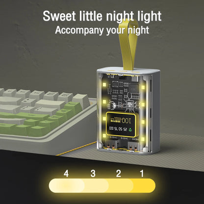 Transparent mobile power bank with 3 18650 battery packs, no welding power bank kit, DIY mobile power bank with night light