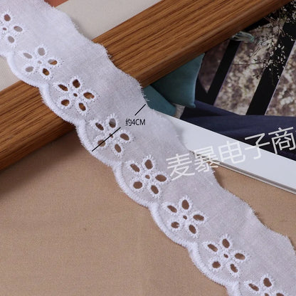 Beige White Floral Embroidery Cotton Lace Ribbon DIY Apparel Sewing & Fabric Handmade Crafts Material Lace Tape