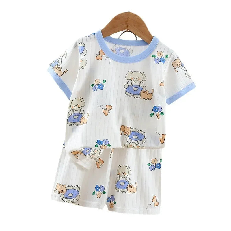 T-shirts Baby Clothes New Summer Children's Clothing  Children's Short Sleeved Shorts Suit Boys Girls Cotton