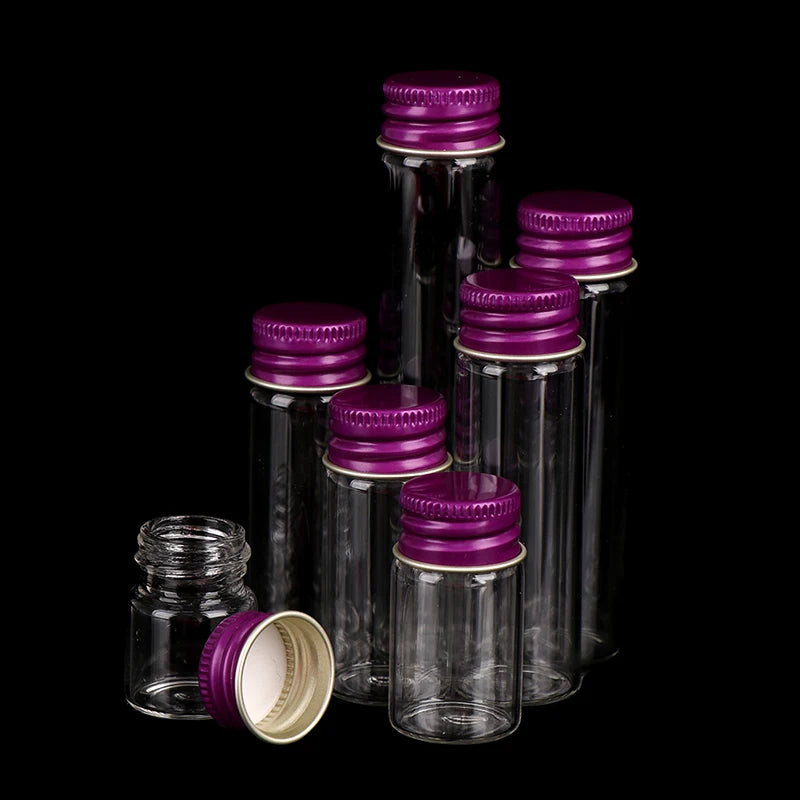 10PCS/lot  5/7/10/14/18/20/26ML Tiny Glass Jars Bottles Screw Cap Storage Jar Mini Containers GLASS Transparent Vial Bottles