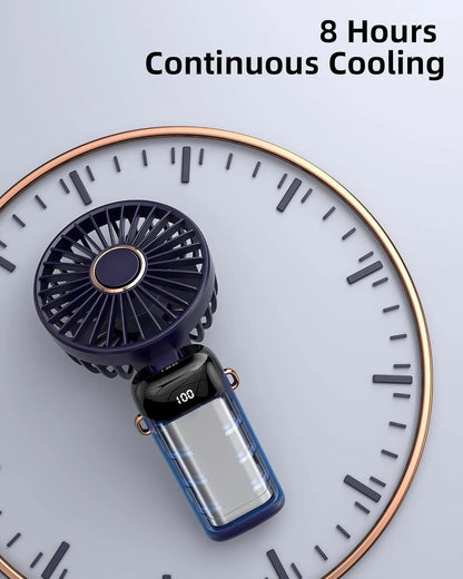 Portable handheld fan with high battery life and infinite speed regulation 90 ° adjustable, rechargeable mini cute small fan