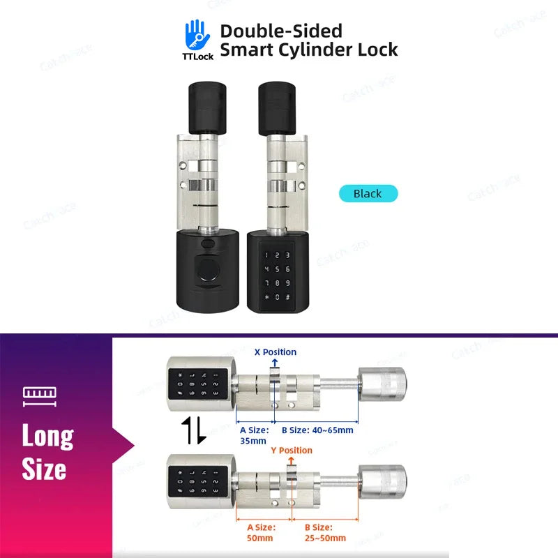 Smart Euro Cylindrical Door Lock ttlock app Keyless Security Entry Mechanical Key Waterproof fingerprint door lock For home