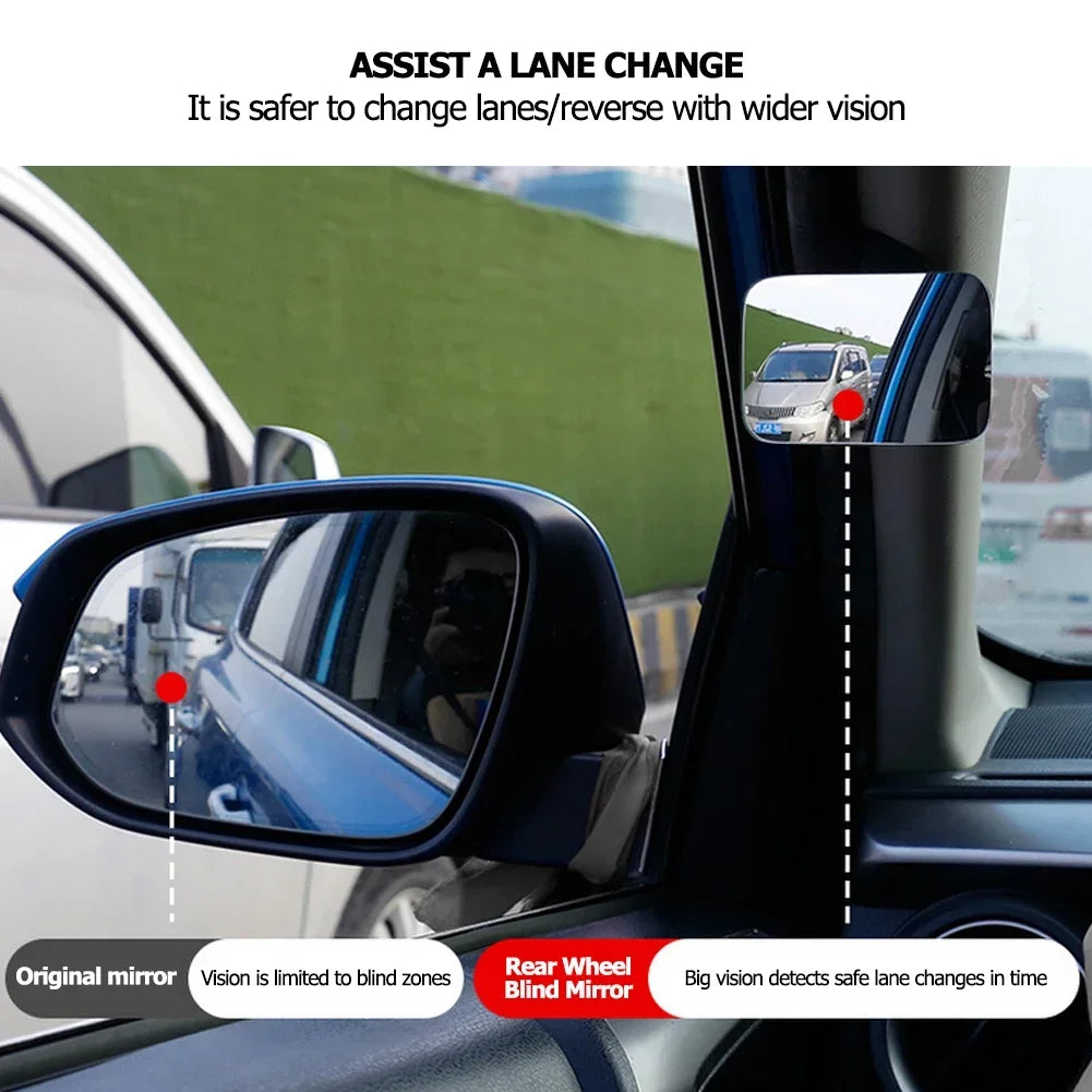 Car Interior Auxiliary Blind Spot Mirror 360° Wide-Angle Adjustable HD Convex Mirrors Car Parking Reversing Rearview Mirror