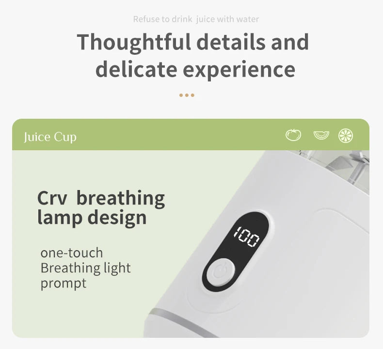 Electric Portable Blender Wireless Rechargeable USB Fruit Blender 600ML Kitchen Mixer Machine Traveling Juicer Cup Fruit Blender