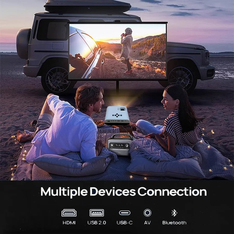 Upgraded 5G WiFi Bluetooth Projector Native1080P Video Projector with USB-C Power Bank Compatibility Home Theater Mini Projector