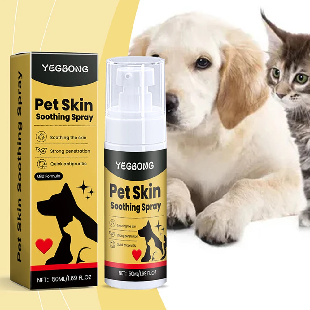 Pet Skin Care Spray Relieve Discomfort for Dogs Cat Flea Lice Control Alleviate Skin Scratching Licking Portable Pet Wound Spray