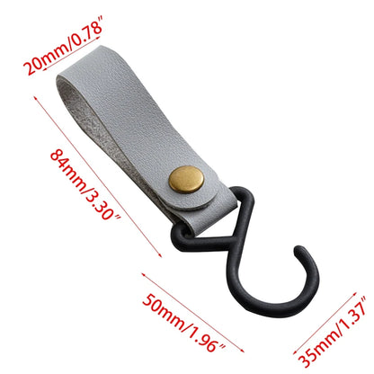 1/2pcs Portable PU Leather Baby Stroller Hook Hanger Velcros Pram Hook Carabiner Cart Organizer Clip for Stroller Accessories
