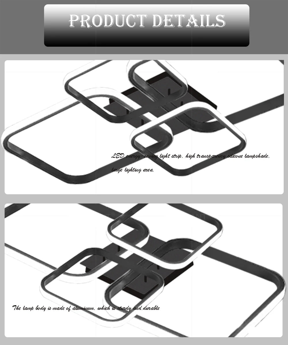 Modern LED Ceiling Light 4 Rings Black White Home Decor Lamp For Bedroom Living Room Restaurant Hotel Indoor Led Lighting Lustre