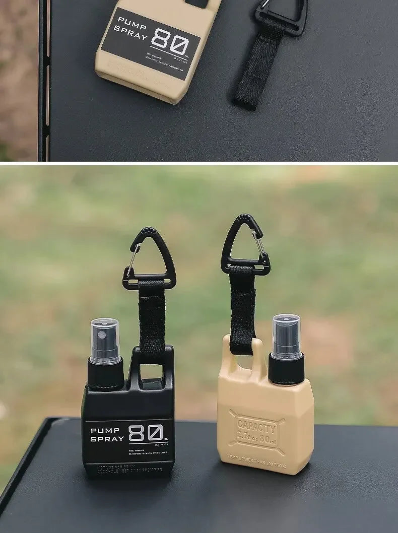 Spray Bottle Pump with Buckle, Portable, Outdoor Camping Travel Spray Bottle, Cosmetic Container, Alcohol, Perfume, Refillable