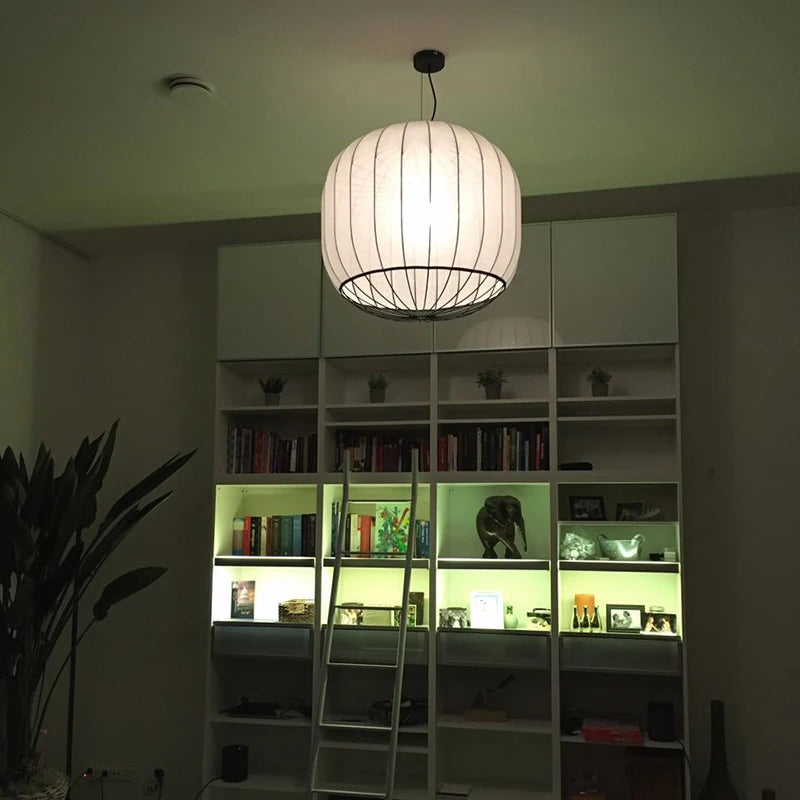 Japanese Lantern Lamp Modern Fabric Pendant Lamp For Living Room Homestays Corridors Staircase Decorative LED Cloth Hanging Lamp