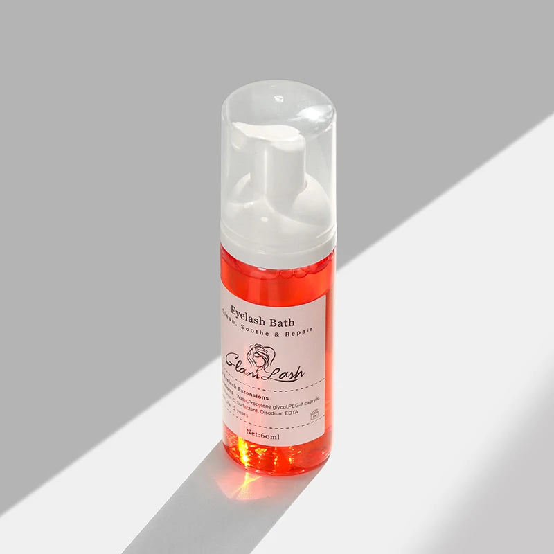 GLAMLASH 60ml No tears Formula Fruit Scent Eyelash Foam Cleanser For Lash Extension Shampoo Pump Press Lash Washing Bottles