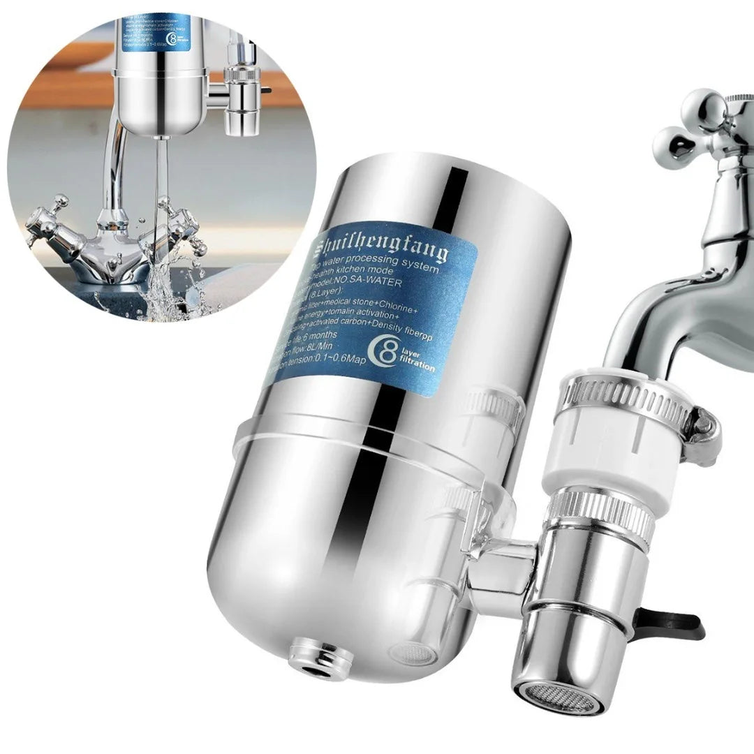 Faucet Water Filter Faucet Mount Water Filtration System Household Kitchen Water Purifier Tap Water Filter, Reduce Chlorine
