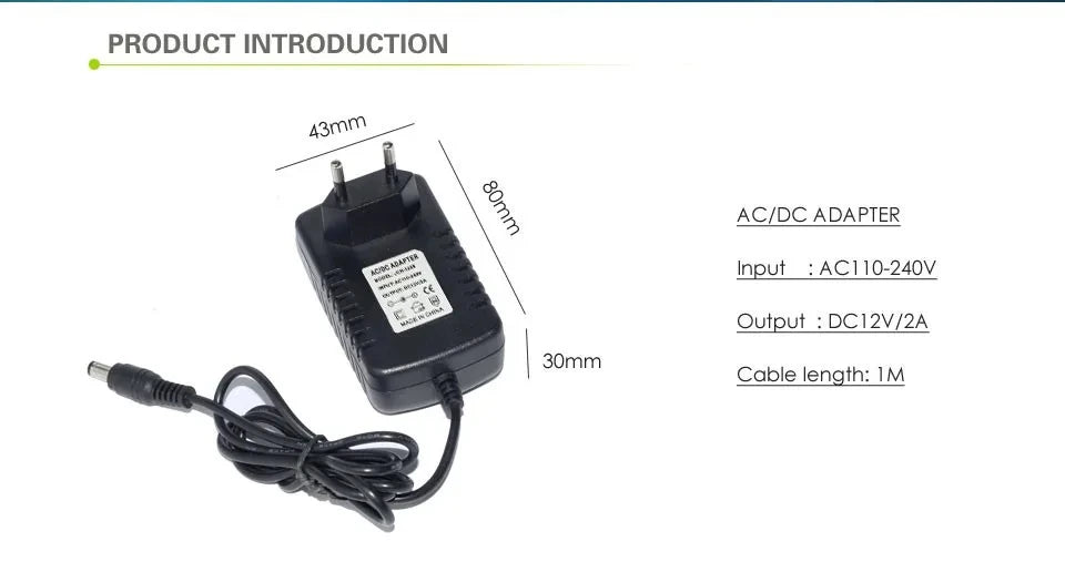 12 Volt Power Supply Transformer AC 110V 220V  To DC 12V EU US Power Adapter Source Charger Converter DC12V 1A 2A 3A LED Driver