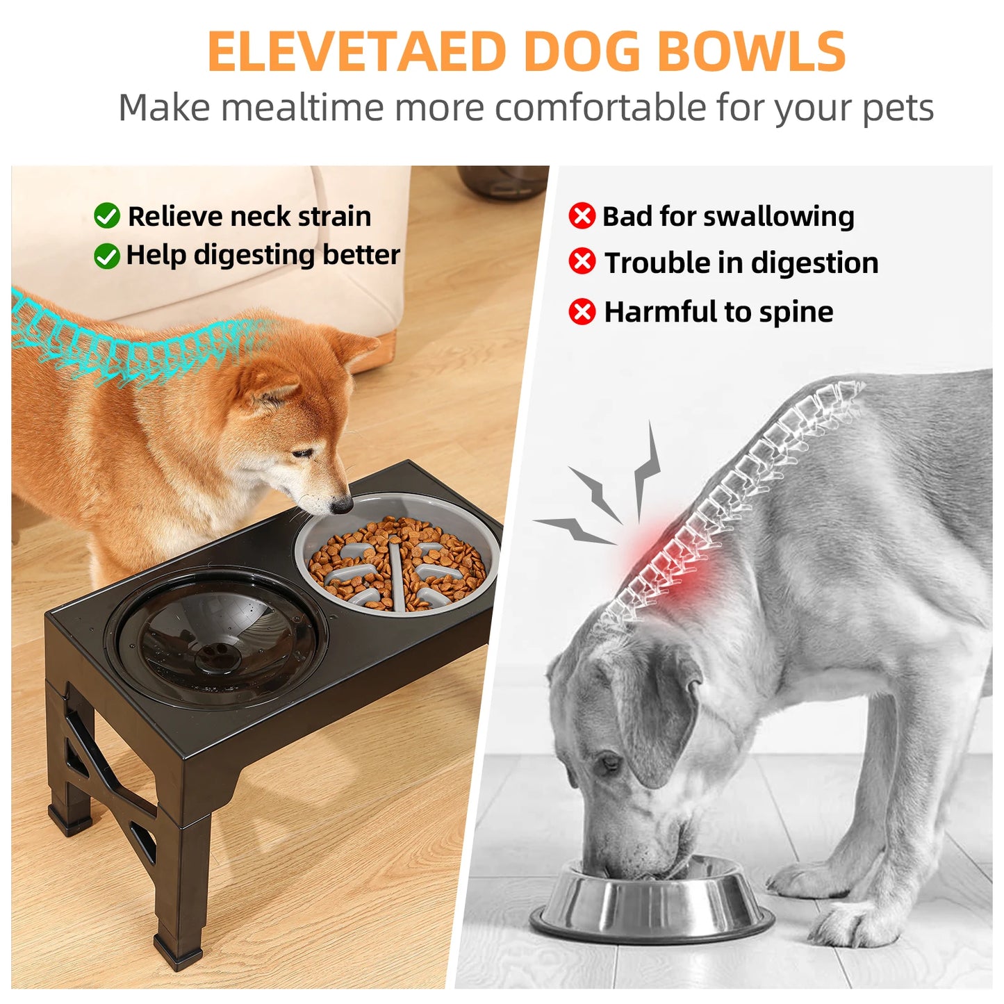 5-speed adjustable lifting dog bowl rack floating bowl slow food bowl suitable for small medium and large pets