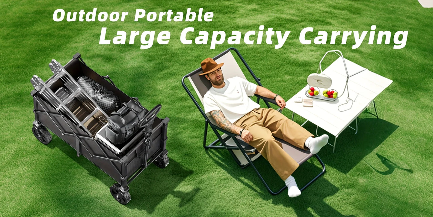 Large-capacity camping vehicle,  multi-functional portable vehicle for camping, gardening and beach shopping.