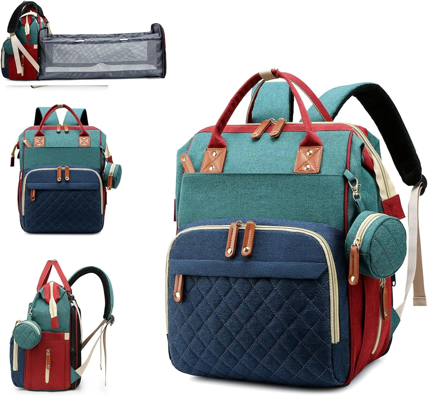 Diaper Bag with Changing Station 3 in 1 Baby Diaper Backpack with Foldable Changing Pad, Large Travel Back Pack for Girl Boy