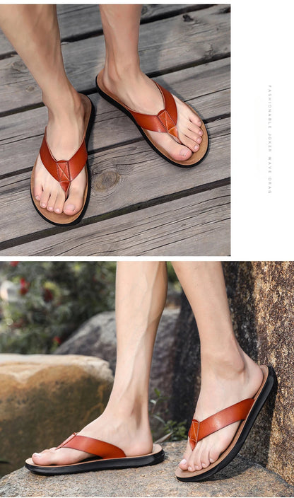 Flip Flops Men Slippers 2025 Summer New Outdoor Wear-Resistant Non-slip Male Shoes Beach Fashion WaterProof Flat Sandals for Men