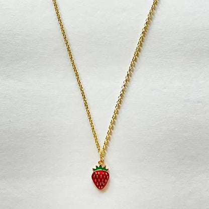 strawberry jewelry necklace earrings set y2k indie jewelry