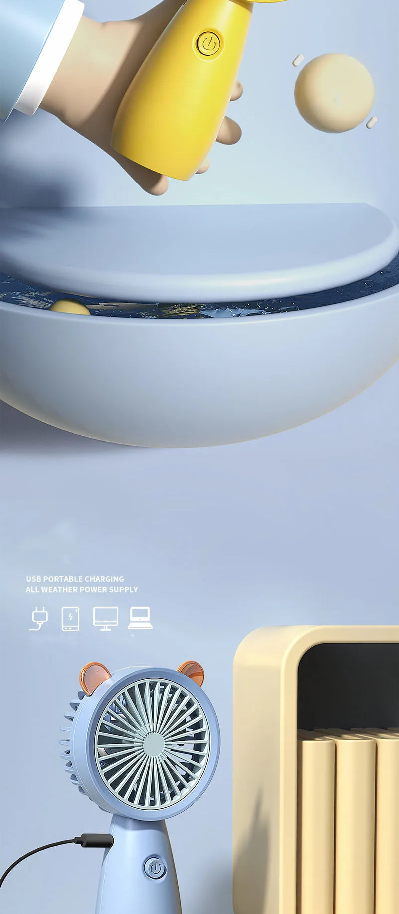 USB Handheld Small Electric Fan Summer Student Desktop Portable Handheld Mini Small Electric Fan