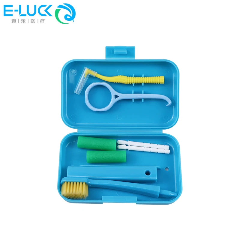 Dental Cleaning Care Kits Portable Travel Oral Cleaning Kits Detachable Toothbrush Interdental Brush Tongue Scraper Storage Case