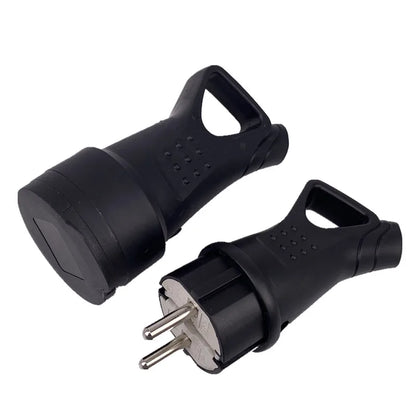 EU Rubber Waterproof Socket Plug Electrial Grounded European Connector With Cover IP54 For DIY Power Cable Cord 16A 250V