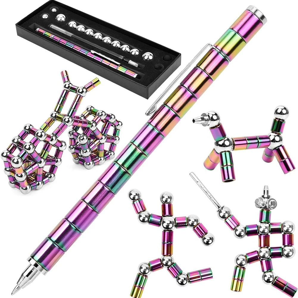 Magnetic Multi Function Pen Novel Student Decompression Magnetic Black Ballpoint Pen Student Writing Supplies Gift For Friends