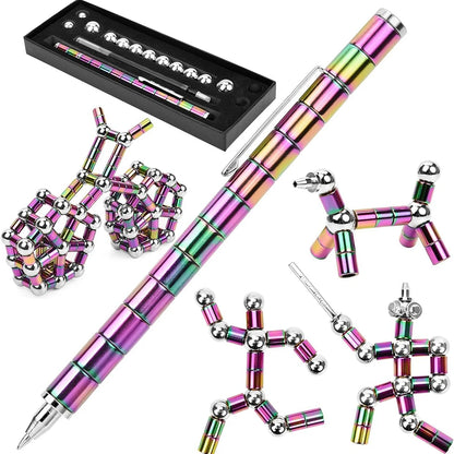 Magnetic Multi Function Pen Novel Student Decompression Magnetic Black Ballpoint Pen Student Writing Supplies Gift For Friends