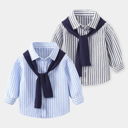 Baby Boys Blouses Toddler Striped Outerwear Kids Shawl Jacket Comfortable Shirts 2024 Spring Autumn Children's Clothing Casual