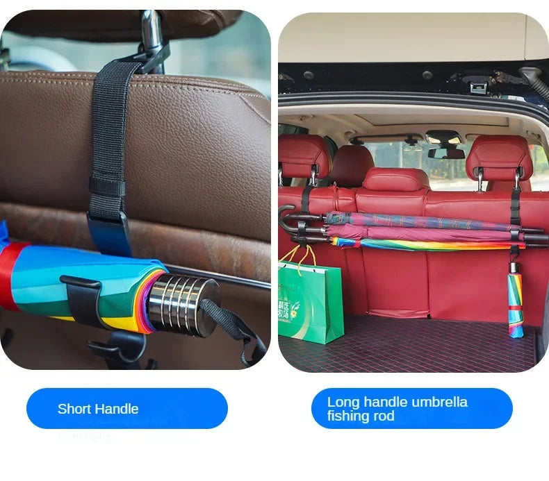 2pcs Car Back Seat Hook Multi-function Rear Seat Headrest Hanging Hook Umbrella Holder Seat Back Storage Hook Auto Interior Tool