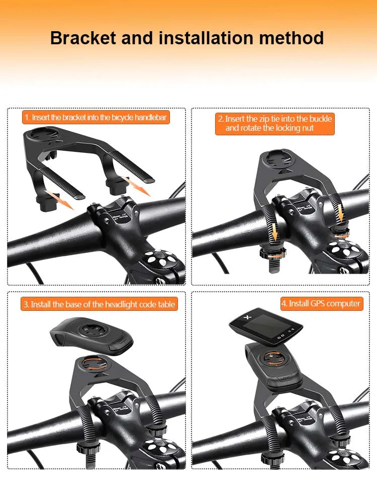 Bicycle lights & horns & Garmin computer stand 3in1, stacked BIKE computer base computer stand cycling code watch base headlighg