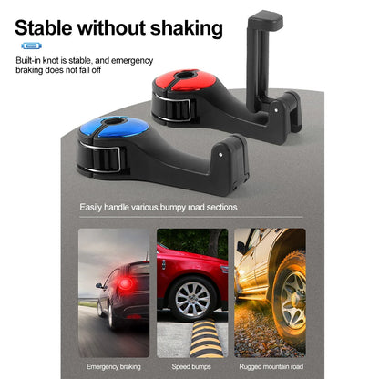 2 in 1 Car Back Seat Hook Portable Auto Seat Headrest Hanger Storage Hook Mobile Phone Bracket Handbag Cloth Clip