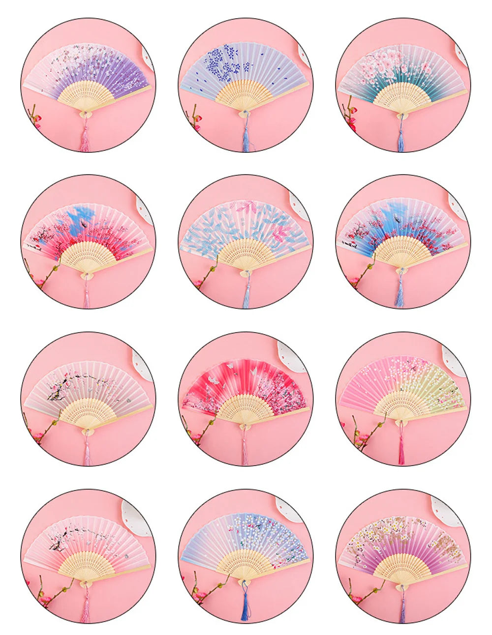 Bamboo Folding Fan Silk Chinese Fan Hand Women Black Fan Summer Female Dance Home Decoration Party Gift Home Ornament Fan Black