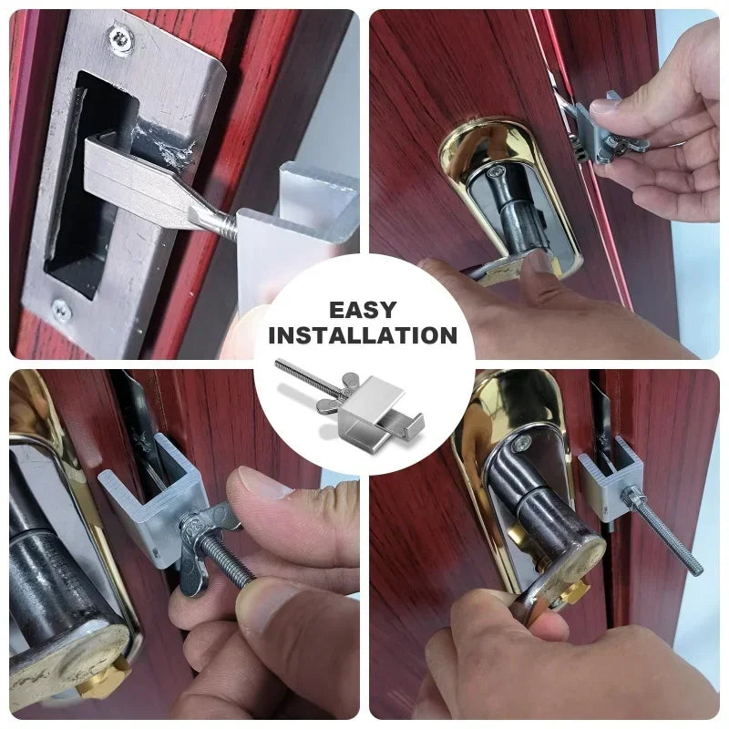 Portable Door Lock Travel Hotel Lock Dual Nut Adjustment Privacy Doors Lock Anti-Theft Door Stopper for Home Security Door Stop
